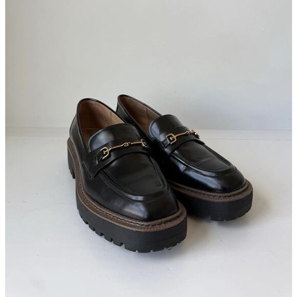 Sam Edelman Shoes - Sam Edelman Black Loafers Women Size 9 Platform Chunky Horsebit Slip On Leather
